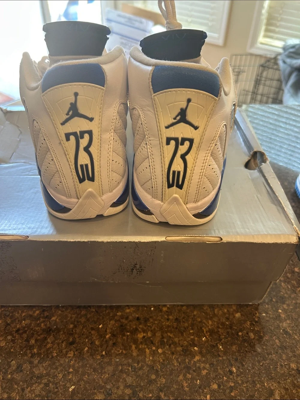 Jordan 14 Retro White hyper Royal Basketball Sneakers - Classic Athletic Shoe